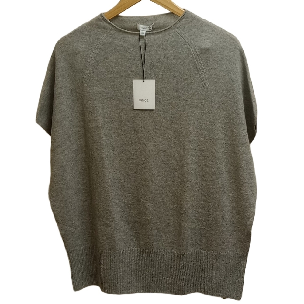 🆕 VINCE GRAY HEATHER 100% CASHMERE SLEEVELESS SWEATER VEST▪️SIZE L